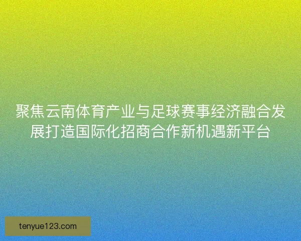 聚焦云南体育产业与足球赛事经济融合发展打造国际化招商合作新机遇新平台
