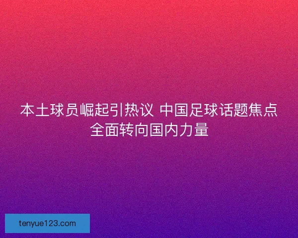 本土球员崛起引热议 中国足球话题焦点全面转向国内力量