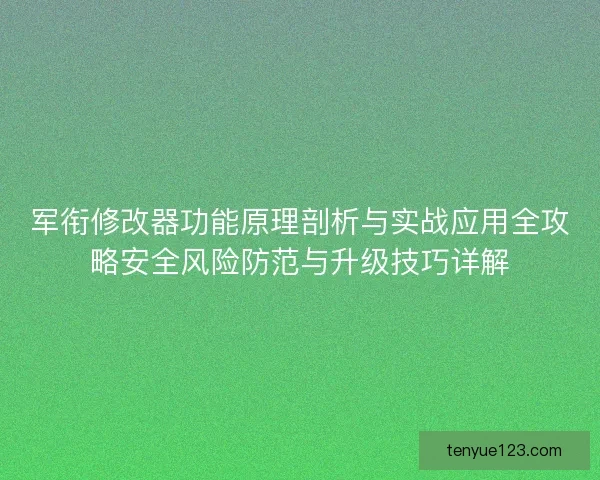 军衔修改器功能原理剖析与实战应用全攻略安全风险防范与升级技巧详解