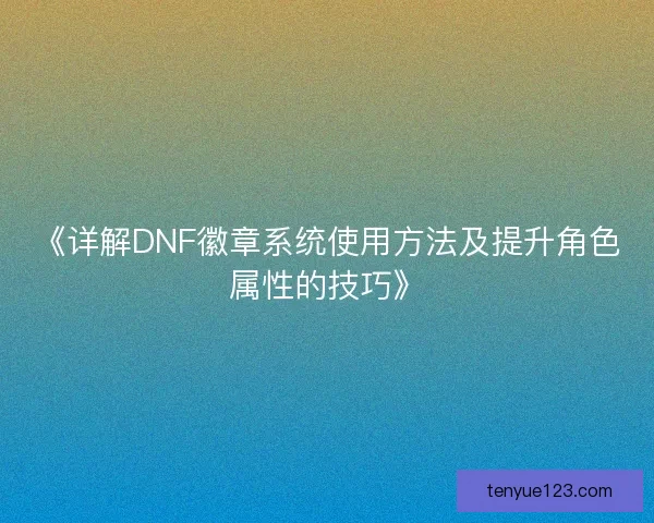 《详解DNF徽章系统使用方法及提升角色属性的技巧》